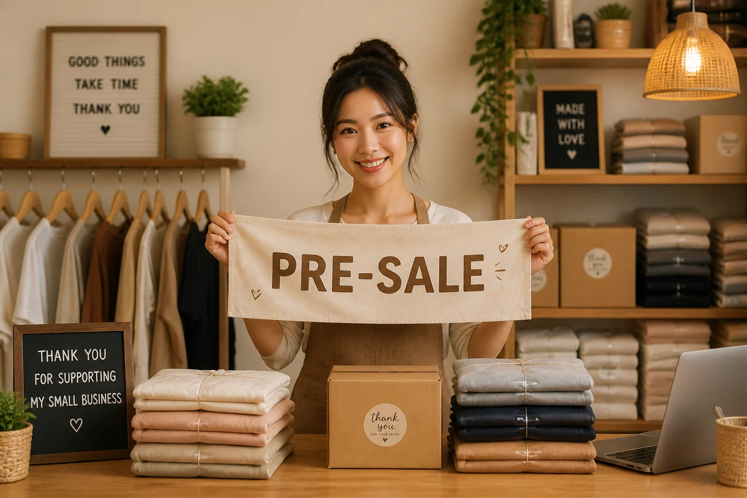 magnific_a-online-shop-owner-holdi_5xenoFvKxe 庫存 存倉 客單價 購物意欲 Inventory stock Average order value Spend-based giveaways